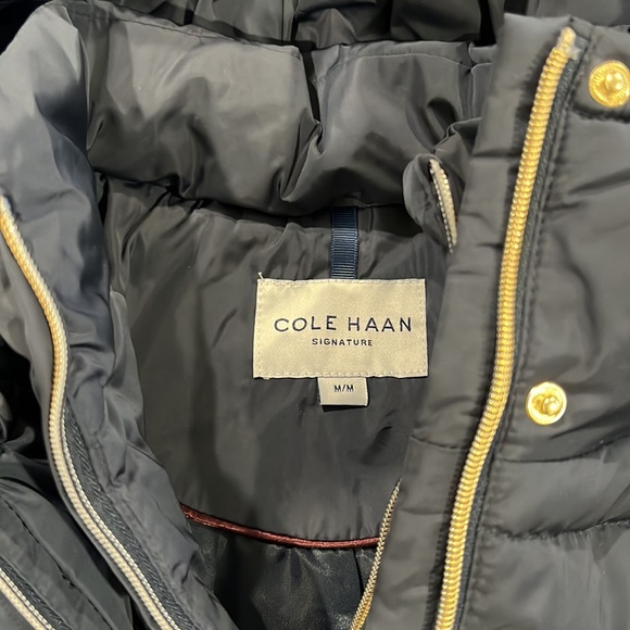 Cole Haan puffer hooded down/feather jacket! Navy blue’ New’ size Medium - Picture 3 of 14